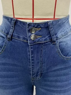 Jean évasé à double boutonnage pour femme - Pantalon en denim coupe slim - Style streetwear décontracté printemps 2026