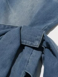 Jean large à n艙ud papillon pour femme - Bleu moyen style Y2K taille haute coupe baggy - Collection streetwear printemps 2026