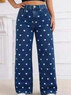 Jeans femme imprimés coupe ample et décontractée
