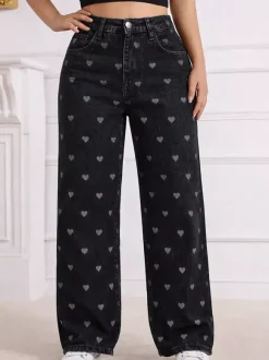 Jeans femme imprimés coupe ample et décontractée