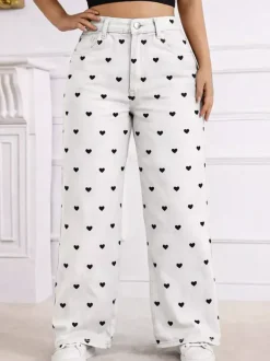 Jeans femme imprimés coupe ample et décontractée