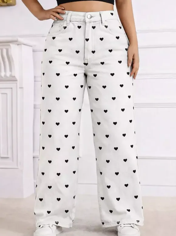 Jeans femme imprimés coupe ample et décontractée