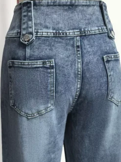 Jeans femme larges sexy en coton décontractés à boutons