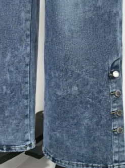 Jeans femme larges sexy en coton décontractés à boutons