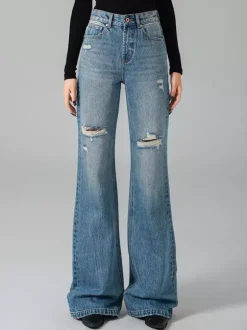 Jeans pour femmes bas décontractés jeans taille haute