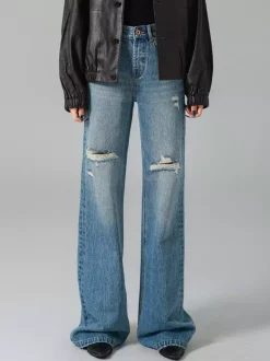 Jeans pour femmes bas décontractés jeans taille haute