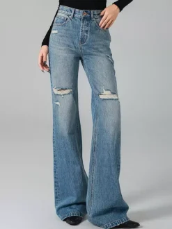 Jeans pour femmes bas décontractés jeans taille haute