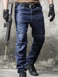 Jeans pour hommes Jeans pour hommes Casual Zipper Straight Deep Blue Deep Blue