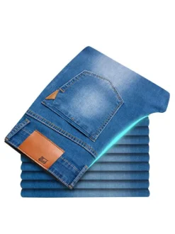 Jeans pour hommes Pantalon en denim bleu ciel clair skinny en détresse vieilli design antique