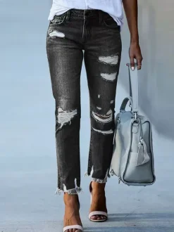 Jeans femme moderne vieilli skinny polyester