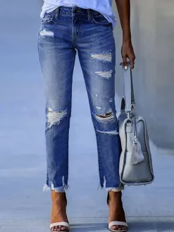 Jeans femme moderne vieilli skinny polyester