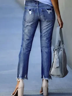 Jeans femme moderne vieilli skinny polyester