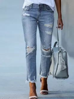 Jeans femme moderne vieilli skinny polyester