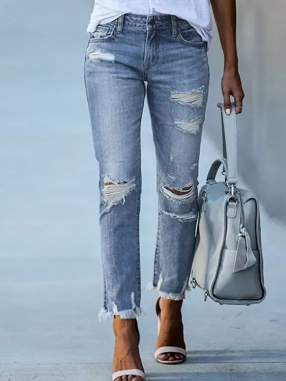 Jeans femme moderne vieilli skinny polyester