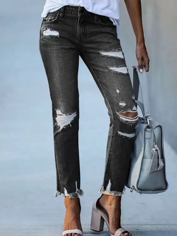 Jeans femme moderne vieilli skinny polyester