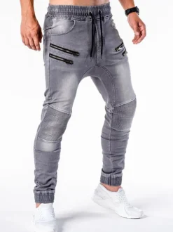 Jeans pour hommes Pantalon en denim bleu skinny à motif antique vieilli chic