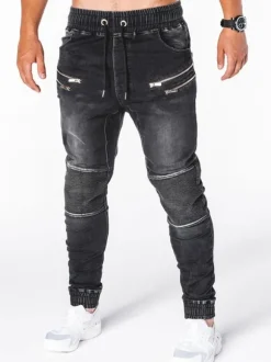 Jeans pour hommes Pantalon en denim bleu skinny à motif antique vieilli chic