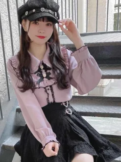 Jupe gothique lolita jupes lolita à volants et 艙illets noirs