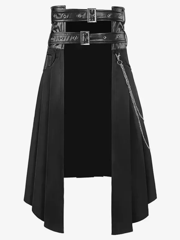 Jupe Homme Vintage Noire Rétro Plissée Asymétrique Gothique Steampunk Costumes
