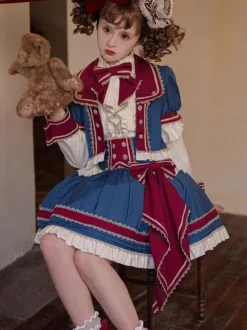 Jupe idole lolita n艙uds bleu profond 艙illets jupes lolita