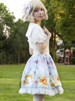 Jupe idole Lolita SK volants à imprimé Fleurie