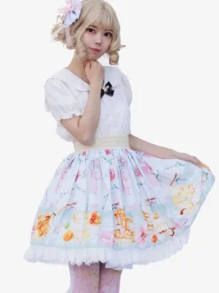 Jupe idole Lolita SK volants à imprimé Fleurie