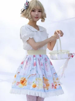 Jupe Mignonne Lolita SK Imprimé Fleuri Comme Image Jupes Lolita À Volants