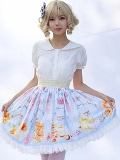 Jupe Mignonne Lolita SK Imprimé Fleuri Comme Image Jupes Lolita À Volants