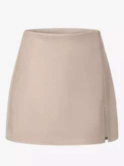 Jupe moulante mini en similicuir taille haute avec fente latérale pour femme 2026