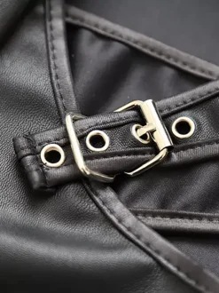 Jupe moulante mini taille haute à lacets et découpes punk