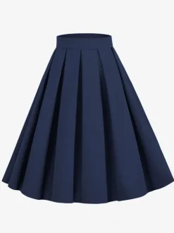Jupe Pour Femme Bleu Marine Foncé Taille Haute Plissée En Couches Femmes Bas