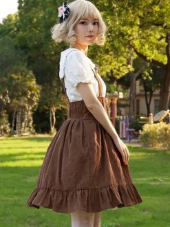 Jupe Style Pastoral Lolita SK Cardcaptor Sakura Imprimé Fleurie Volants