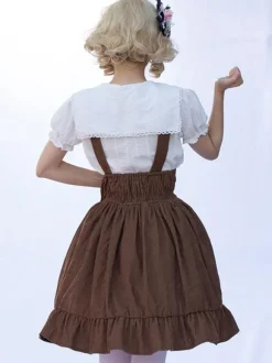 Jupe Style Pastoral Lolita SK Cardcaptor Sakura Imprimé Fleurie Volants