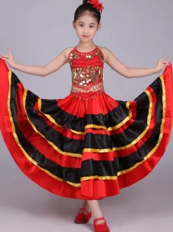 Jupe Flamenco Filles Paso Doble Costume De Danse Enfants Split Costumes De Corrida Déguisements Halloween Robe de Princesse Fille