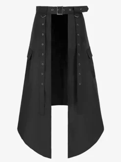 Jupe Homme Vintage Noire Rétro Plissée Asymétrique Gothique Steampunk Costumes