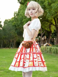 Jupe Idol Lolita SK Jupes Lolita À Volants Rouges À Imprimée Fleurie