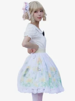 Jupe Lolita de style pastoral Cardcaptor Sakura volants à imprimé Fleurie