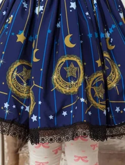 Jupe lolita kawaiii court bleu foncée avec dentelle Déguisements Halloween