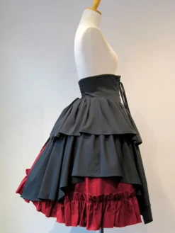 Jupe lolita séduisante gothique en 100% coton bicolore à volants Déguisements Halloween