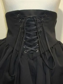 Jupe lolita séduisante gothique en 100% coton bicolore à volants Déguisements Halloween