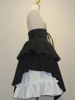 Jupe lolita séduisante gothique en 100% coton bicolore à volants Déguisements Halloween