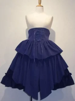 Jupe lolita séduisante gothique en 100% coton bicolore à volants Déguisements Halloween