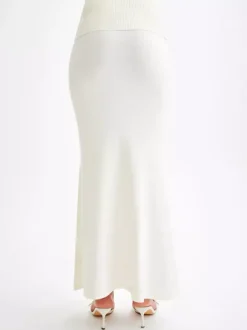 Jupe longue moulante taille haute en maille côtelée pour femme 2026