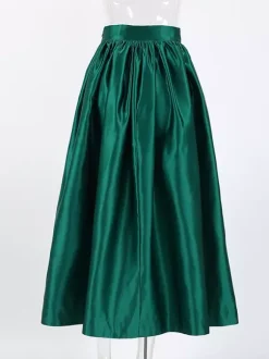Jupe longue satinée taille haute pour femme - Élégante jupe plissée ample - Collection Royal Core - Idéale pour les mariages et les soirées (collection 2026)