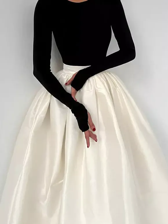 Jupe longue satinée taille haute pour femme - Élégante jupe plissée ample - Collection Royal Core - Idéale pour les mariages et les soirées (collection 2026)