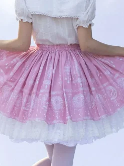 Jupes Harajuku Lolita SK Jupes Lolita à volants roses à imprimé fleurie