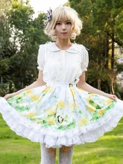 Jupes Idole Lolita SK Angel Beats Volants Comme Image Lolita À Imprimé Fleuri