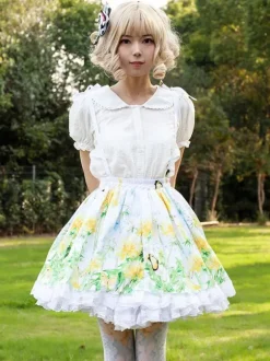 Jupes Idole Lolita SK Angel Beats Volants Comme Image Lolita À Imprimé Fleuri