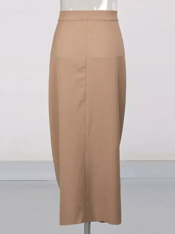 Jupes kaki élégantes vêtements de printemps bas longs pour femmes