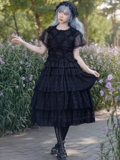 Jupes Lolita plissées noires Infanta Lolita SK